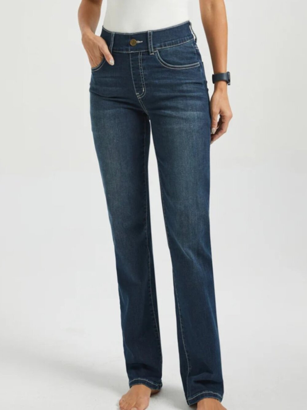 New Betabrand Medium Wash Straight 4 Pocket Yoga Denim Jeans Small Petite